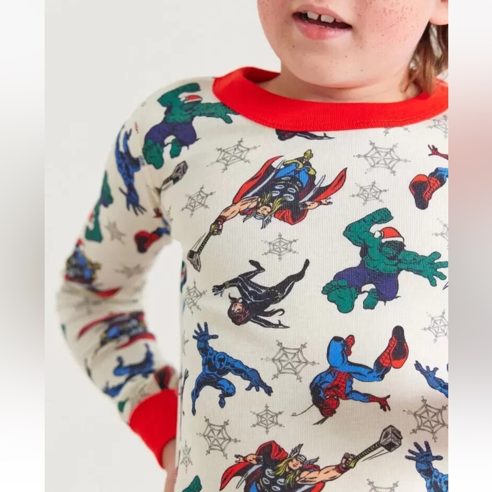 Hanna Andersson Marvel Avengers Kids 2 Piece Holiday Long John Pajamas Set